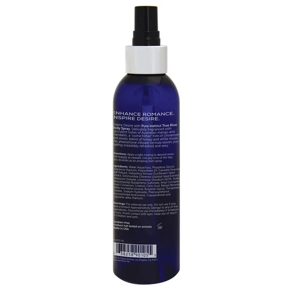 Pure Instinct True Blue Pheromone Body Spray 6oz 177mL Vibrators