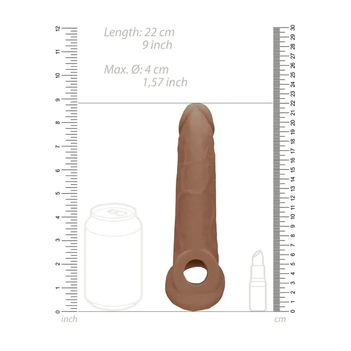 RealRock 9 Inch Penis Sleeve Flesh Tan Shots Toys Male Sex Toys