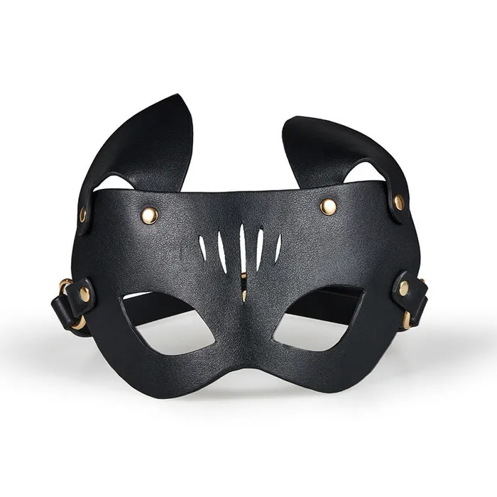Restraints CJ Femdom Black Leather Dog Slave Catwoman Fox Bondage Mask