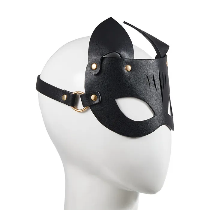 Restraints CJ Femdom Black Leather Dog Slave Catwoman Fox Bondage Mask
