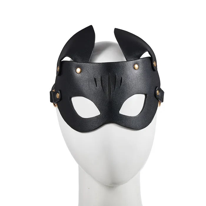 Restraints CJ Femdom Black Leather Dog Slave Catwoman Fox Bondage Mask