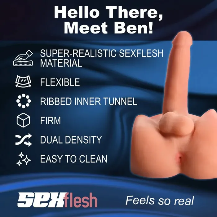 Sex Flesh Male Sex Toys Male Torso Sex Doll Both Ways Ben Masturbator and Rideable Dildo Combo