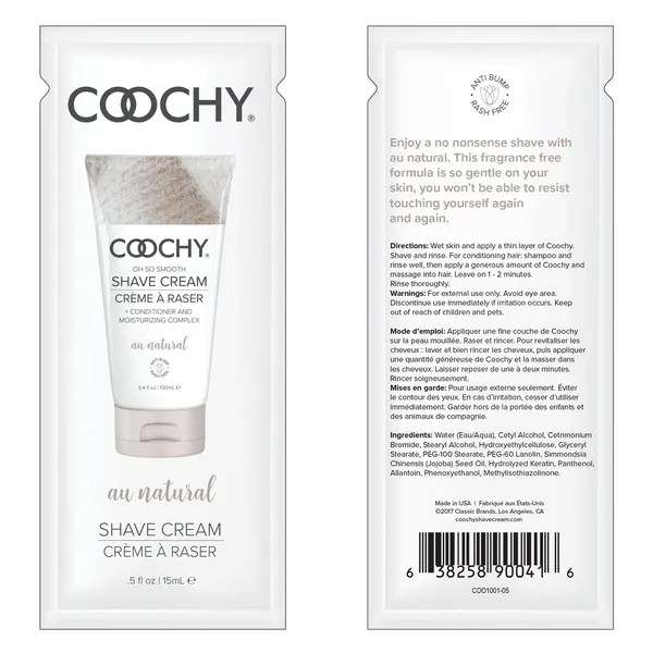 Shave Cream Au Natural 05 fl oz 15mL FOIL Coochy Dildos