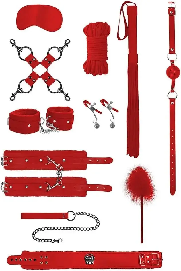 Shots America LLC Couples Ouch 11Piece Intermediate Bondage Kit Red