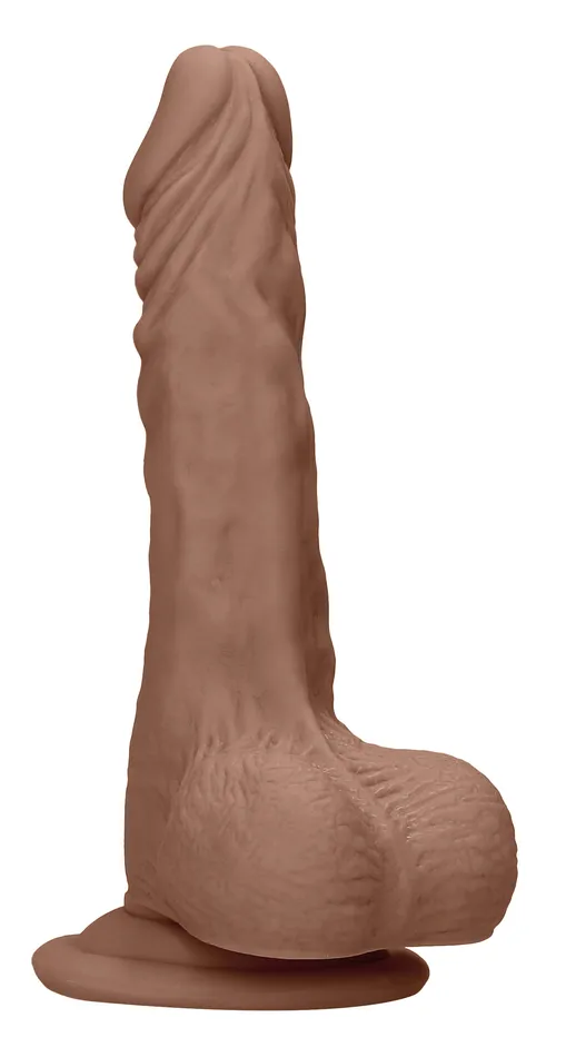 Shots RealRock Dildos 8 Inch Dong With Testicles Tan