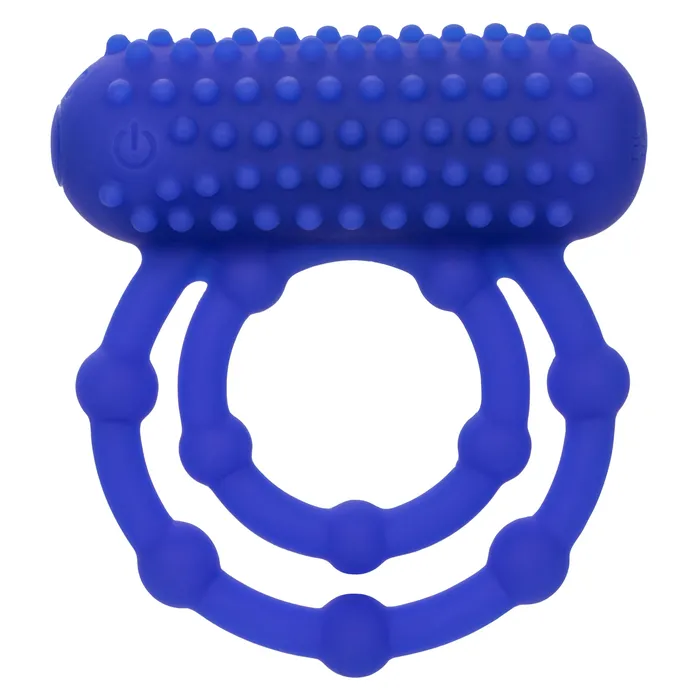 Silicone Rechargeable 10 Bead Maximus Ring Blue CalExotics Male Sex Toys