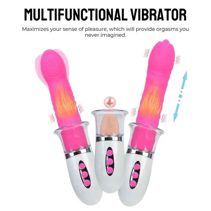 Vibrators Domlust Tongue Clit Vibrator Changeable Nipple Clamps Thrusting Vibrating Dildo Sex Toys