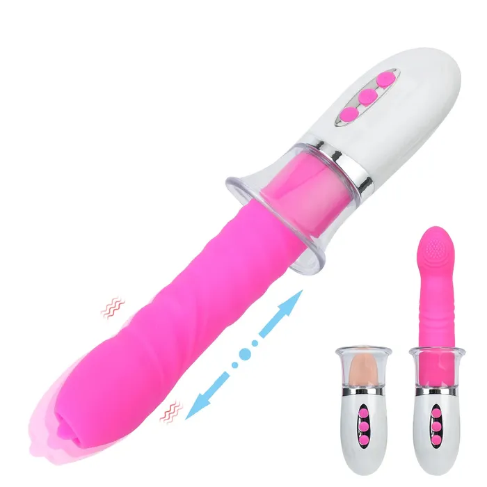 Vibrators Domlust Tongue Clit Vibrator Changeable Nipple Clamps Thrusting Vibrating Dildo Sex Toys