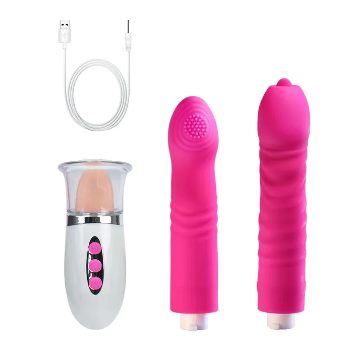 Vibrators Domlust Tongue Clit Vibrator Changeable Nipple Clamps Thrusting Vibrating Dildo Sex Toys