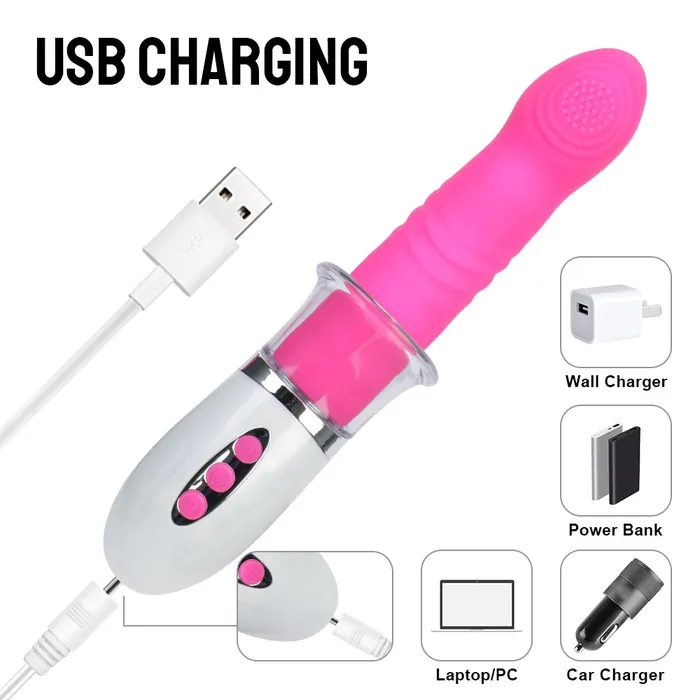 Vibrators Domlust Tongue Clit Vibrator Changeable Nipple Clamps Thrusting Vibrating Dildo Sex Toys