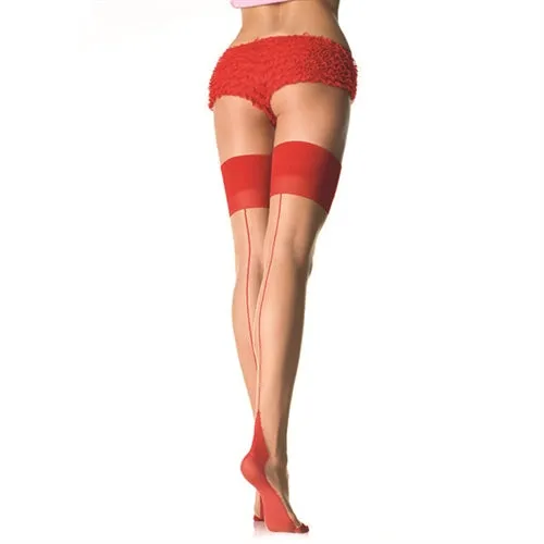 Vibrators Sheer 2 Tone Stockings One Size Nude Red 2024 Holiday Sale Specials