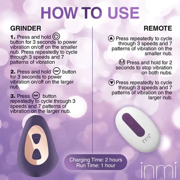 XR Brands inmi Vibrators Vibrating Silicone Grinder Purple XR Brands inmi Vibrators Vibrating Silicone Grinder Purple