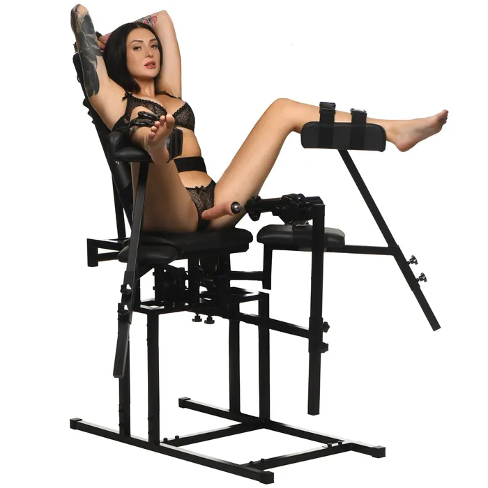 XR Brands Leg Spreader Obedience Chair with Sex Machine Female Sex Toys XR Brands Leg Spreader Obedience Chair with Sex Machine Female Sex Toys