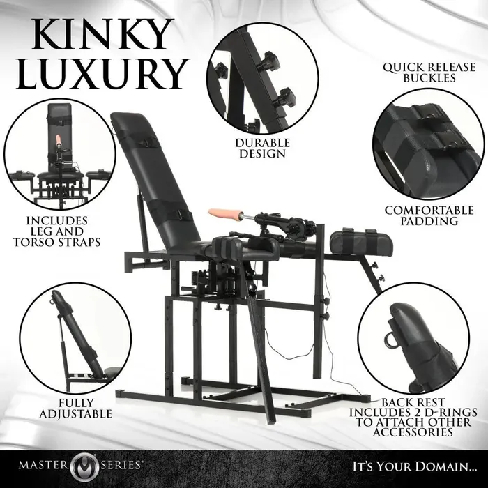 XR Brands Leg Spreader Obedience Chair with Sex Machine Female Sex Toys