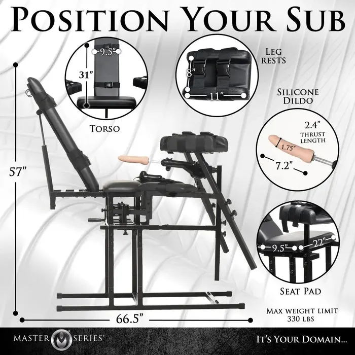 XR Brands Leg Spreader Obedience Chair with Sex Machine Female Sex Toys