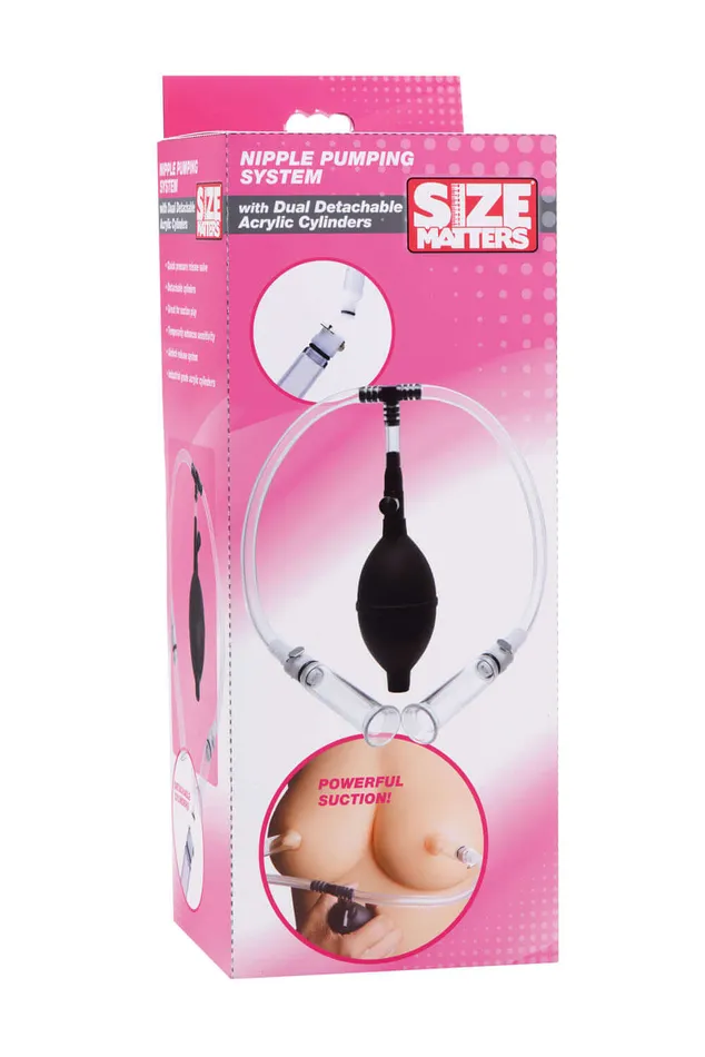 XR Brands Size Matters Nipple Pumping System With Detachable Cylinders Female Sex Toys XR Brands Size Matters Nipple Pumping System With Detachable Cylinders Female Sex Toys