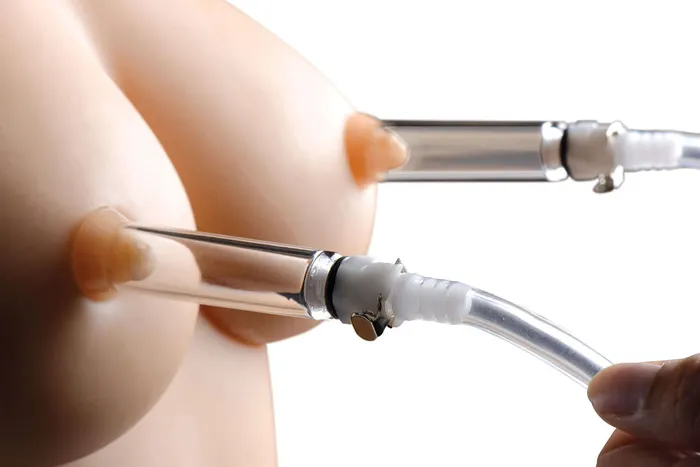 XR Brands Size Matters Nipple Pumping System With Detachable Cylinders Female Sex Toys