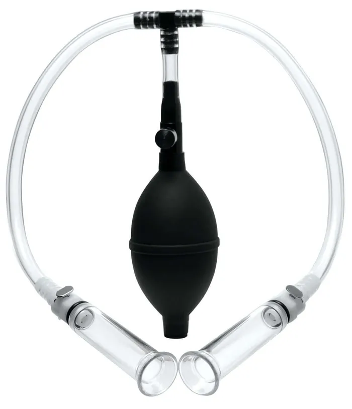 XR Brands Size Matters Nipple Pumping System With Detachable Cylinders Female Sex Toys