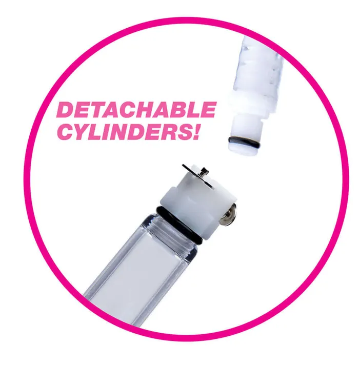 XR Brands Size Matters Nipple Pumping System With Detachable Cylinders Female Sex Toys
