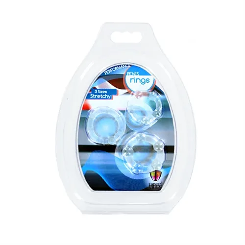 XR Brands Trinity Vibes Performance Penis Ring Set of 3 Clear Male Sex Toys
