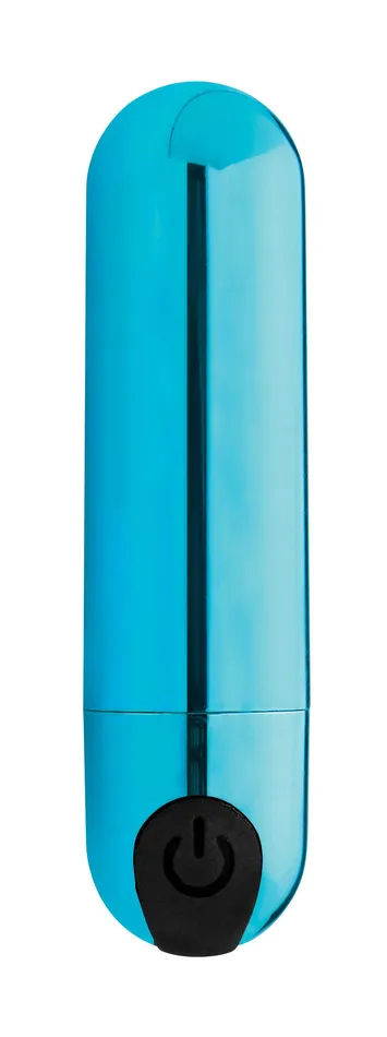 XR Brands Vibrators 10x Rechargeable Vibrating Metallic Bullet Blue