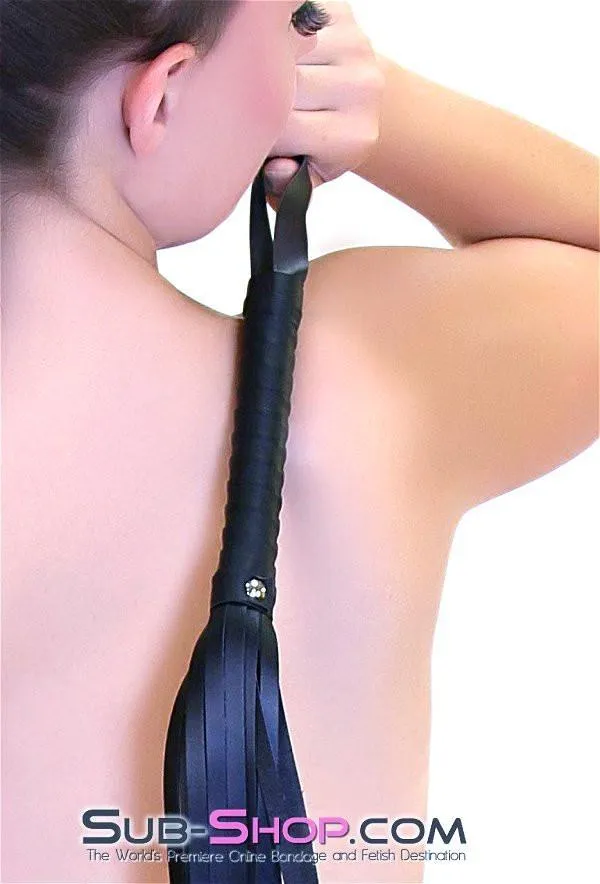 7838DL 28 Black Leatherette Flogger Whip Idea Mens Underwear
