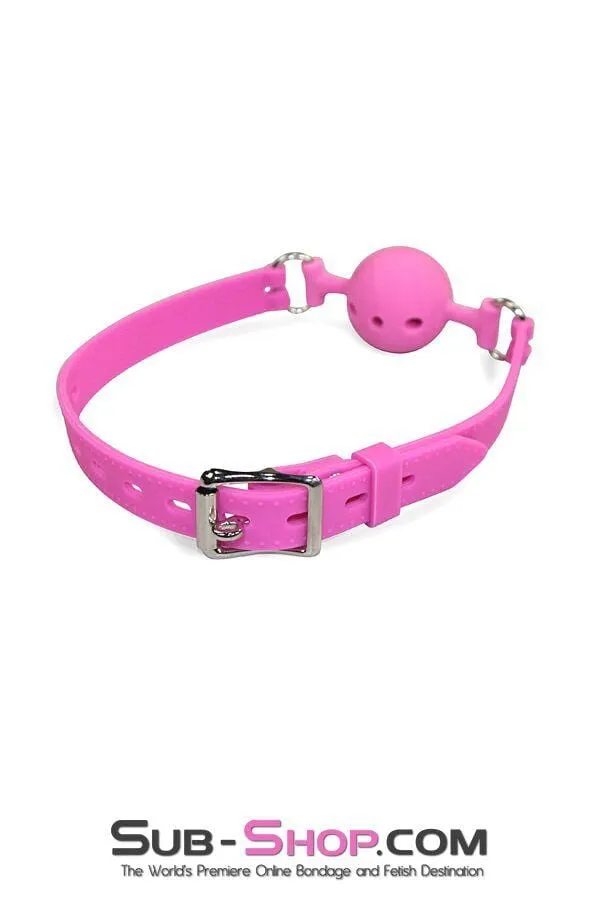 9805M Small Pink Silicone Locking Breather Ball Gag LAST CHANCE Final Closeout Moonwell Male Sex Toys