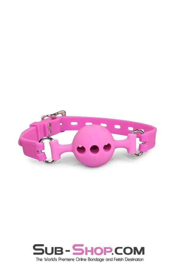 9805M Small Pink Silicone Locking Breather Ball Gag LAST CHANCE Final Closeout Moonwell Male Sex Toys