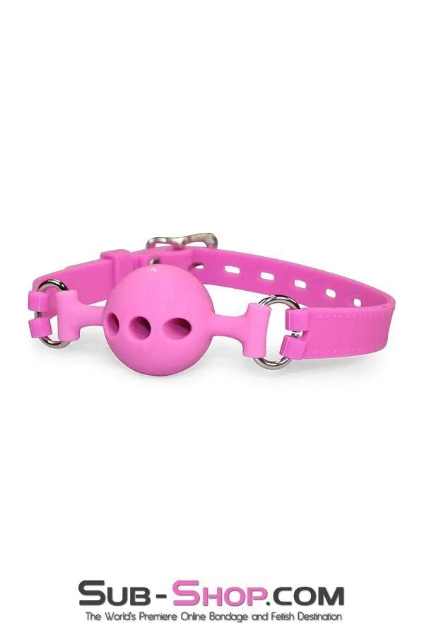 9805M Small Pink Silicone Locking Breather Ball Gag LAST CHANCE Final Closeout Moonwell Male Sex Toys