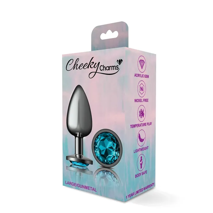 Anal Cheeky CharmsGunmetal Metal Butt Plug RoundTealLarge Viben