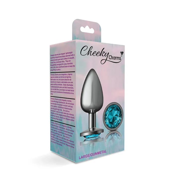 Anal Cheeky CharmsGunmetal Metal Butt Plug RoundTealLarge Viben