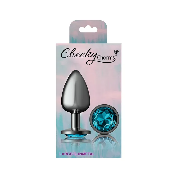 Anal Cheeky CharmsGunmetal Metal Butt Plug RoundTealLarge Viben