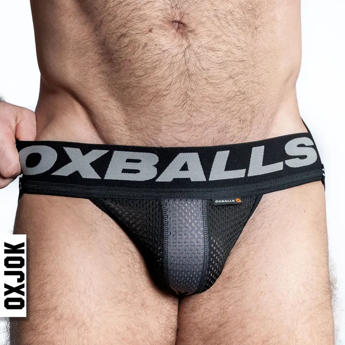 Anal OXJok Airmesh Upthrust SliderStrap Jock Tar Black Large