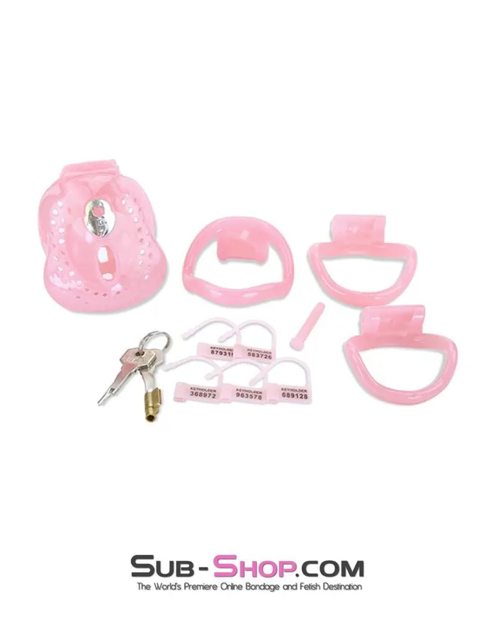 Aria Male Sex Toys 1587AR Small Sissy Dungeon Cage Pink High Security Full Coverage Male Chastity Device MEGA Deal
