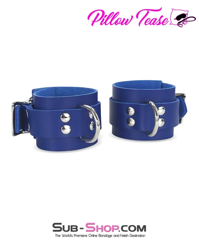 Autumn Restraints 1477A Royal Blue Leather Bondage Wrist Cuffs