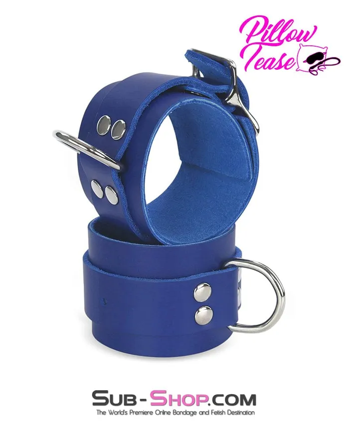 Autumn Restraints 1477A Royal Blue Leather Bondage Wrist Cuffs