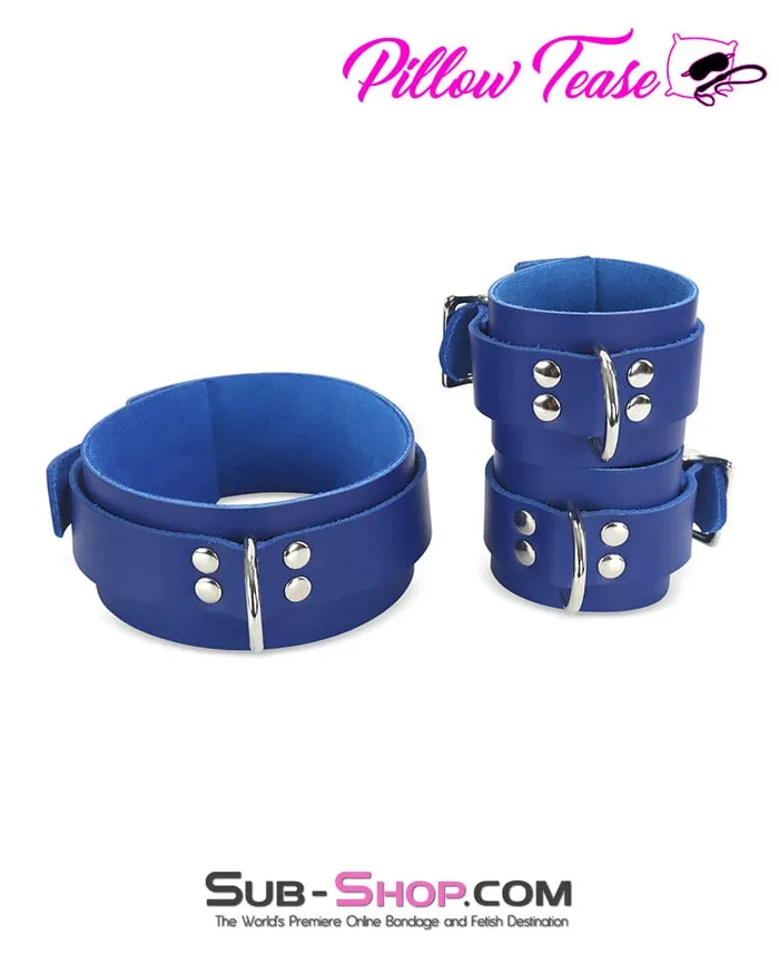 Autumn Restraints 1477A Royal Blue Leather Bondage Wrist Cuffs