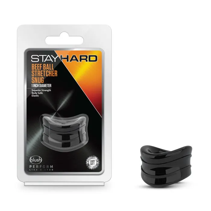 Blush Anal Stay Hard Beef Ball Stretcher Snug 1 Inch Diameter Black