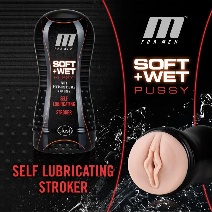 Blush Male Sex Toys M for Men Soft and Wet Pussy With Pleasure Ridges and Orbs Self Lubricating Stroker Cup Vanilla