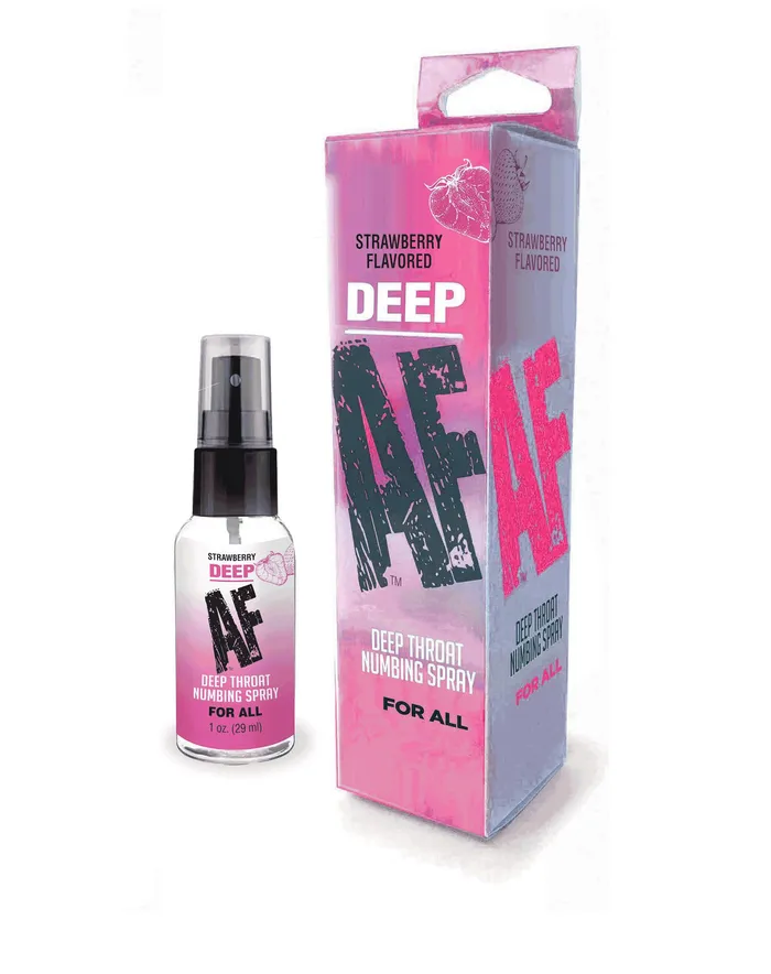 Deep Af Numbing Throat Spray 1 Oz Strawberry Little Genie Male Sex Toys