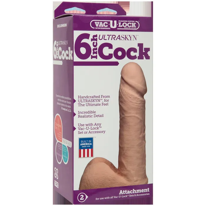 Dildos Doc Johnson 6Inch Real Feel VacULock Dildo in Soft UR3 Material