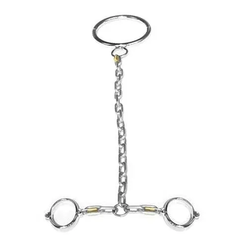 Dildos Moonwell 1847M Steel the Spotlight Chrome Steel Collar to Wrist Dungeon Irons Cuffs and Padlocks Set