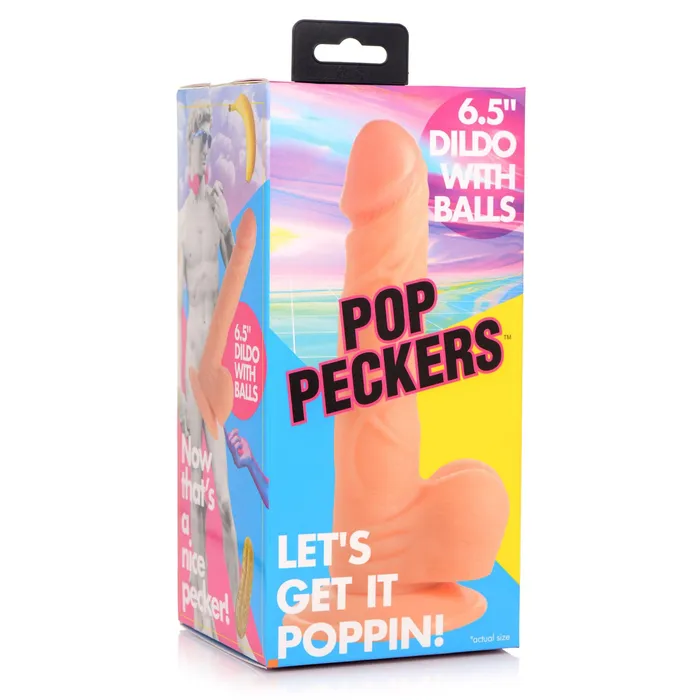 Dildos XR Brands Pop Pecker 65 Inch Dildo With Balls Light