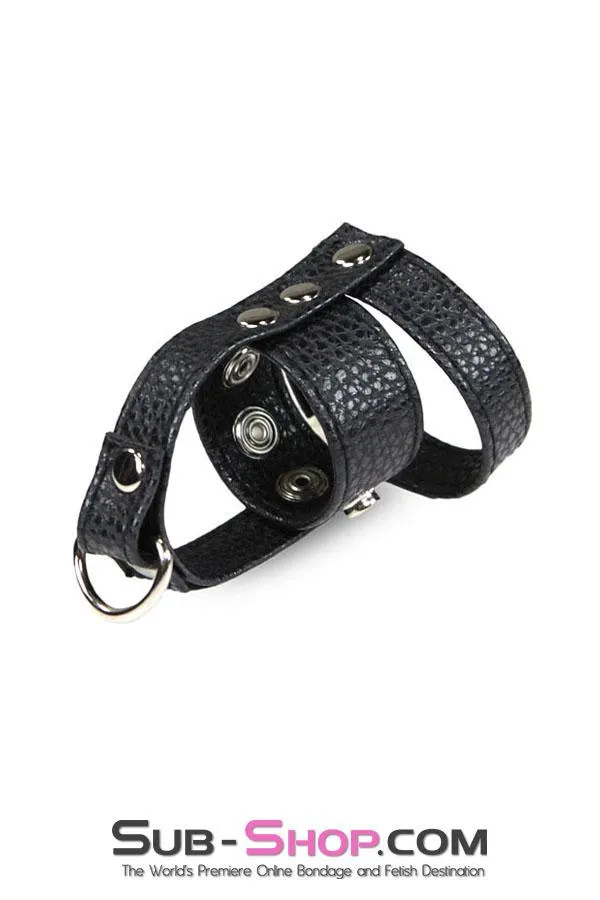 HSY Male Sex Toys 3786HS Leather Ball Stretcher with Cock Ring