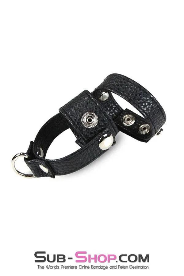 HSY Male Sex Toys 3786HS Leather Ball Stretcher with Cock Ring