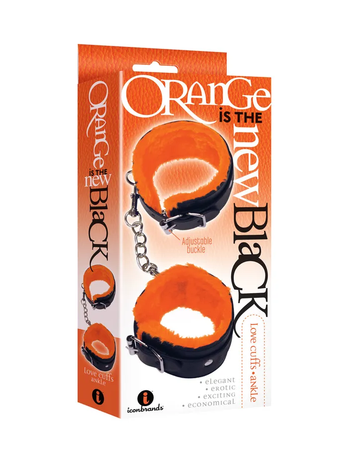 Icon Brands Male Sex Toys Playful Orange Ankle and Wrist Restraints with FauxFur Comfort