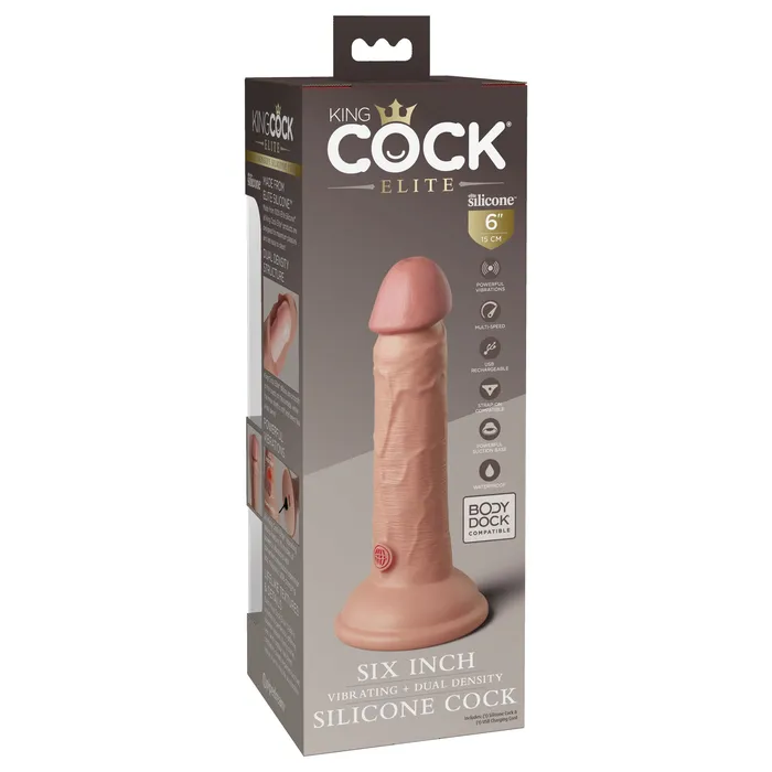 King Cock Elite 6 Inch Vibrating Silicone Dual Silicone Dual Density Cock Light Pipedream Dildos