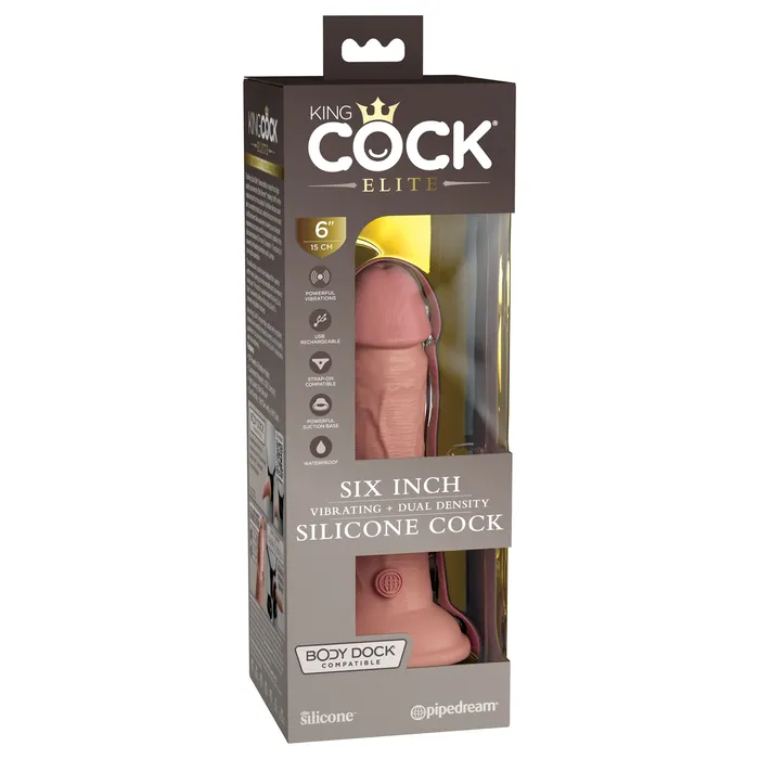 King Cock Elite 6 Inch Vibrating Silicone Dual Silicone Dual Density Cock Light Pipedream Dildos