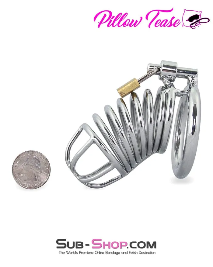 Male Sex Toys 3749M Cock Blocker Locking Steel Tease and Torment Chastity Cock Cage Moonwell