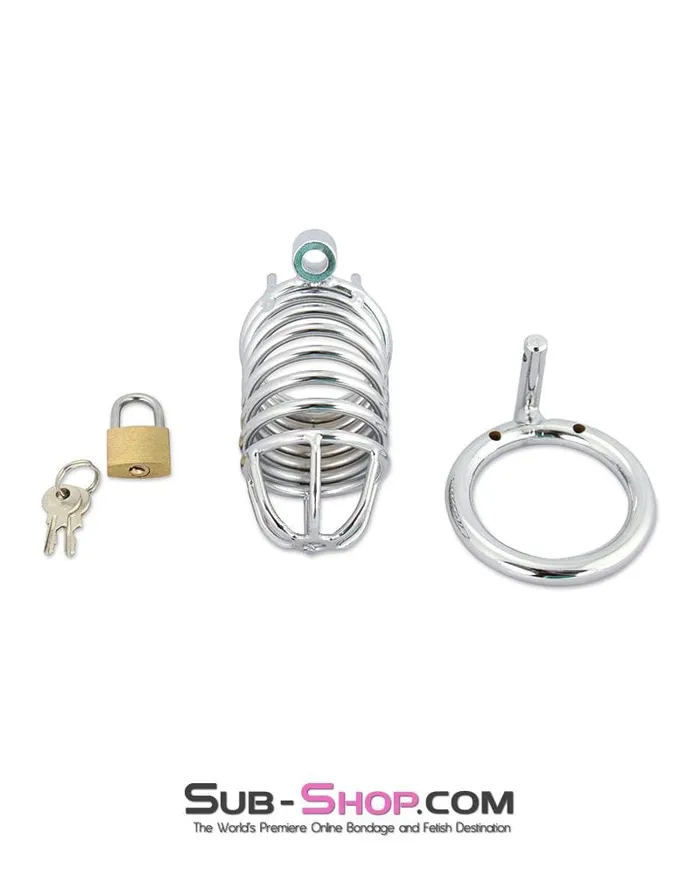 Male Sex Toys 3749M Cock Blocker Locking Steel Tease and Torment Chastity Cock Cage Moonwell
